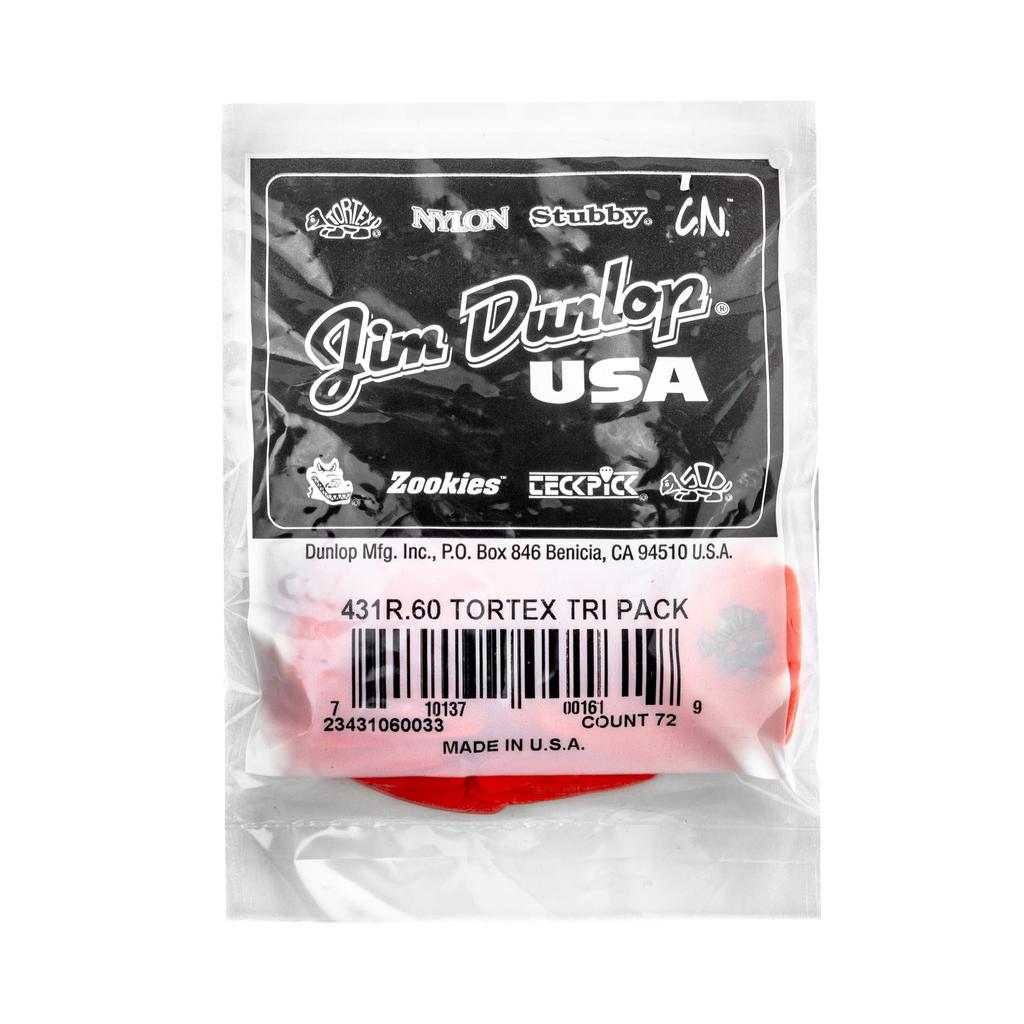 Dunlop Tortex Triangular Guitar Picks 24 Pieces 0.60mm Orange Handy Pick Tin