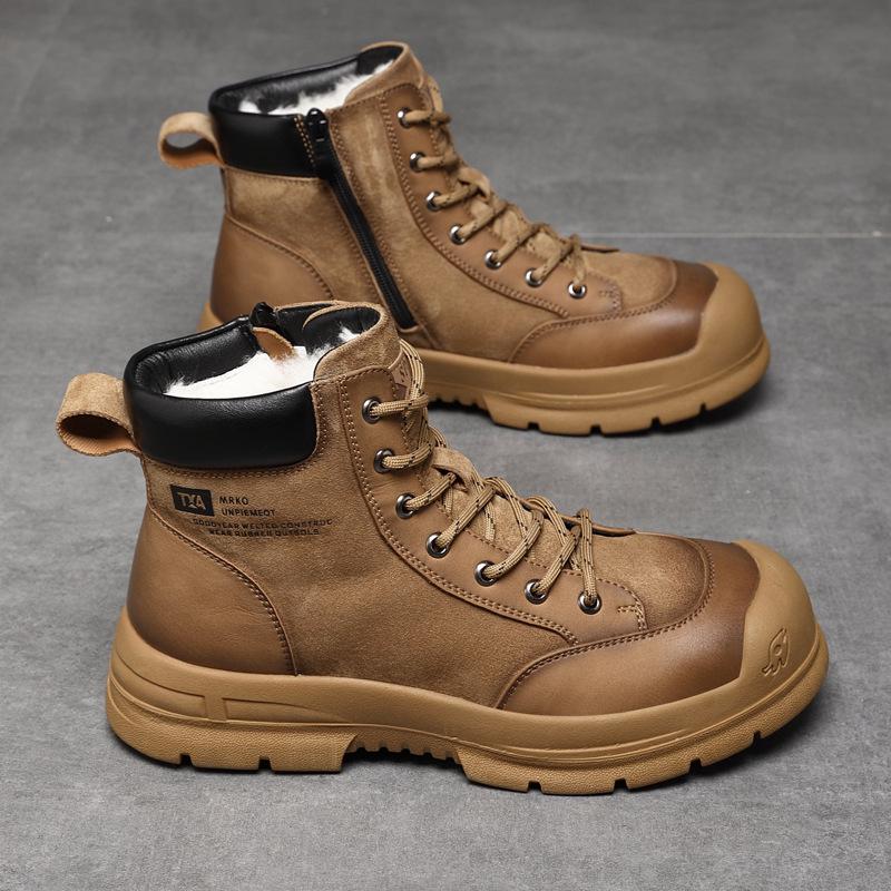 Men s Genuine Leather Martin Boots with Wool Lining - Trendy Mid-High Top for Autumn and Winter 41 5758₽