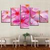 5 Panel Pink Flower Modern Canvas Art HD Painting Wall Modular Framework Poster Printed Living Room Home Decoration Pictures No Frame