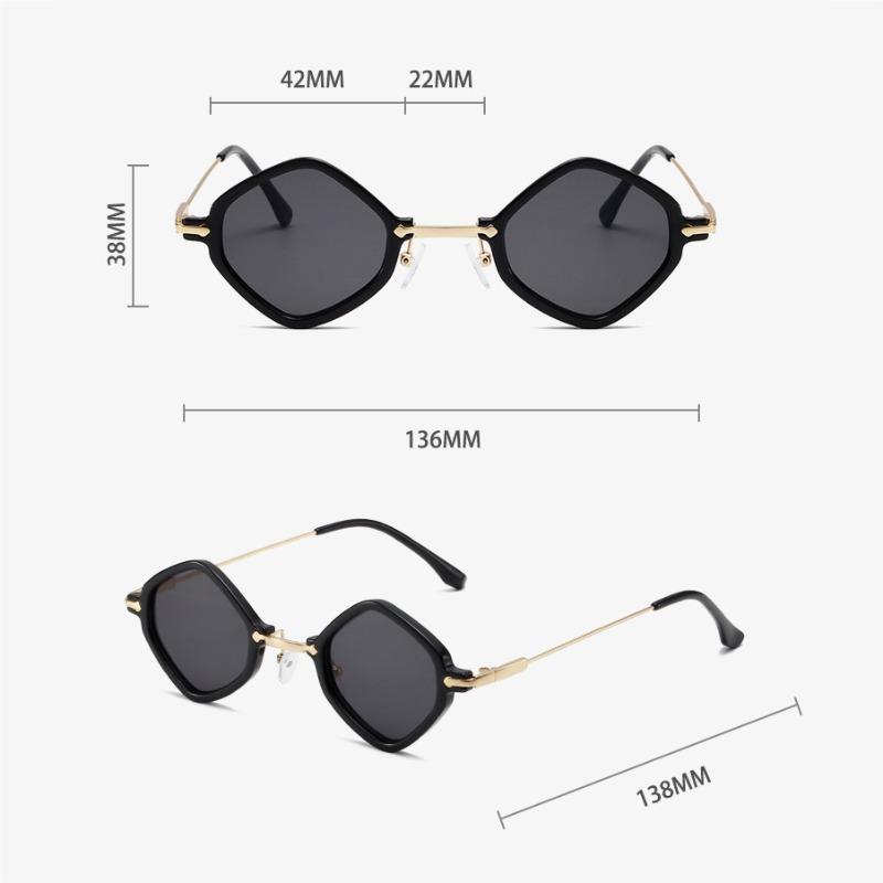 Unpolarisiert Neue Vintage Rhombus Punk Hip Hop Sonnenbrille Damen Koreanisch Quadratisch Kleiner Rahmen Metall Klein Persönlichkeit Verlauf Sonnenbrille Shades