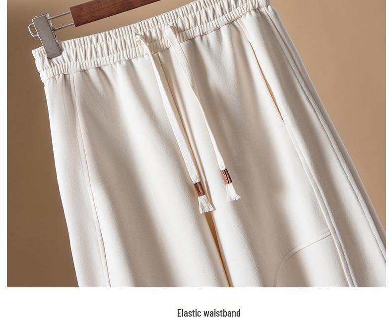 2024 Women's Korean Wide-Leg High-Waist Velvet Pants - Autumn/Winter Collection with Drawstring and Loose Fit.