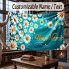Floral Garden Theme Throw Blanket Custom Name Text Personalized Blanket Soft Cozy Blanket for Home Sofa Bed