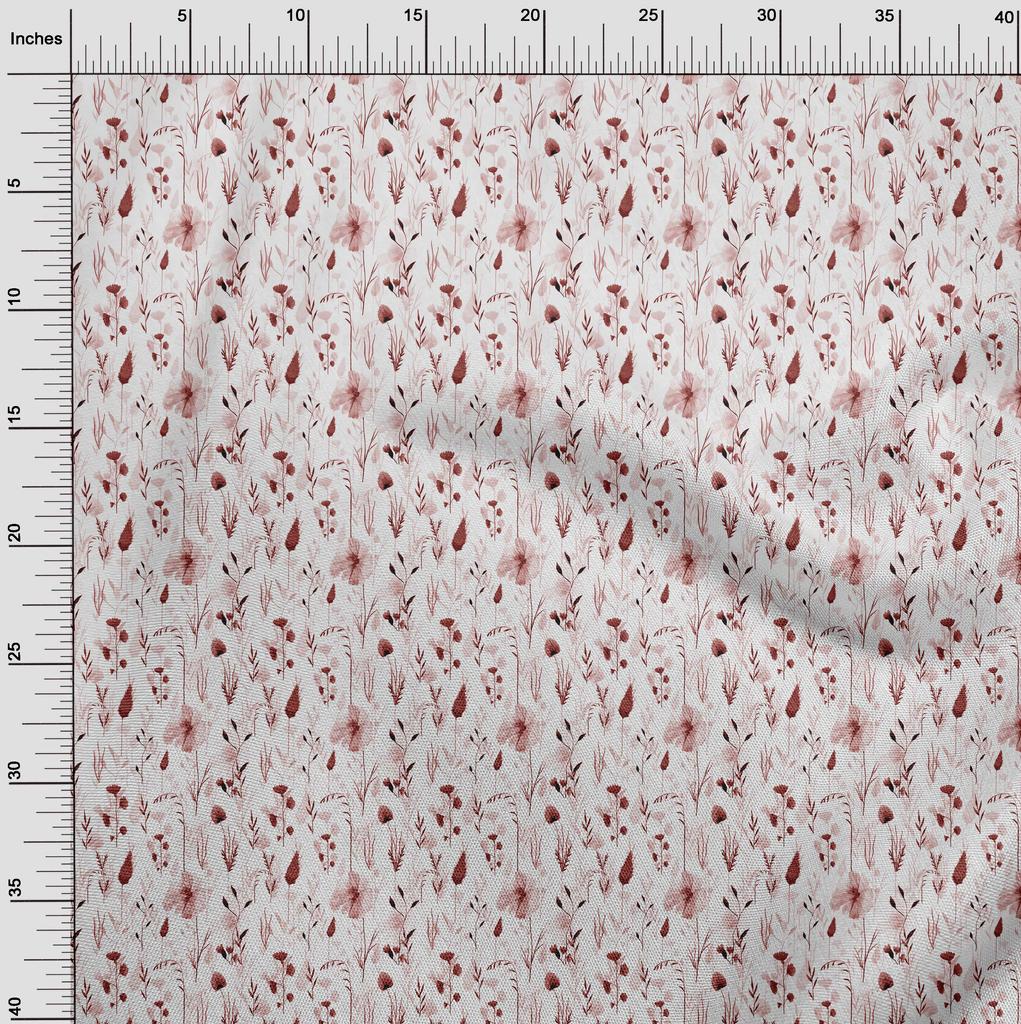 oneOone Cotton Flex Red Fabric Watercolor Floral Fabric For Sewing Printed Craft Fabric By The Yard 40 Inch