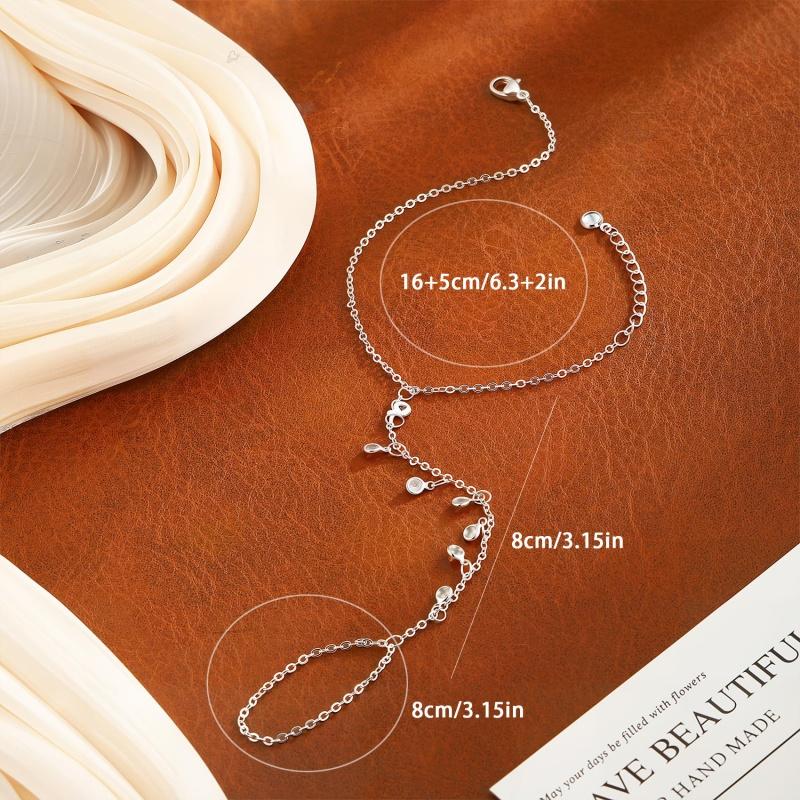Stainless Steel Waterproof 18K Gold-Plated Chain Bracelet for Women's Fashion Luxury CZ Adjustable Ring Bracelets Jewelry Gift