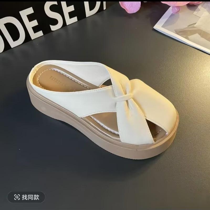 

Thick-soled bag head half slippers women s 2025 new summer wear lazy one-pedal cool slippers women s summer versatile slippers 35