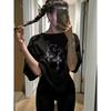 Unisex Oversize T‑Shirt Cross Chain Necklace Print Loose Short Sleeve Gothic Y2K Punk Streetwear Cotton Tees