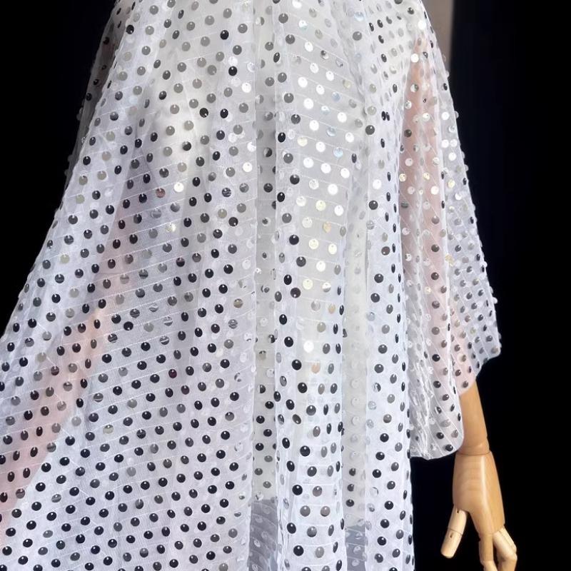 9MM Sequin Fabric Flash Perspective Performance Dance Dress Wedding Background Stage Decoration Designer Fabric 100x130cm