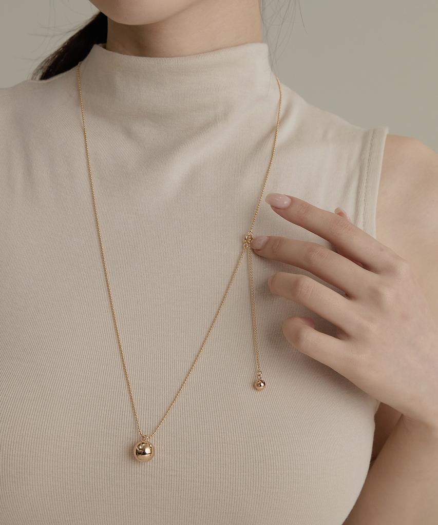 Goldndear 14Kgp Drop Ball Point Long Necklace
