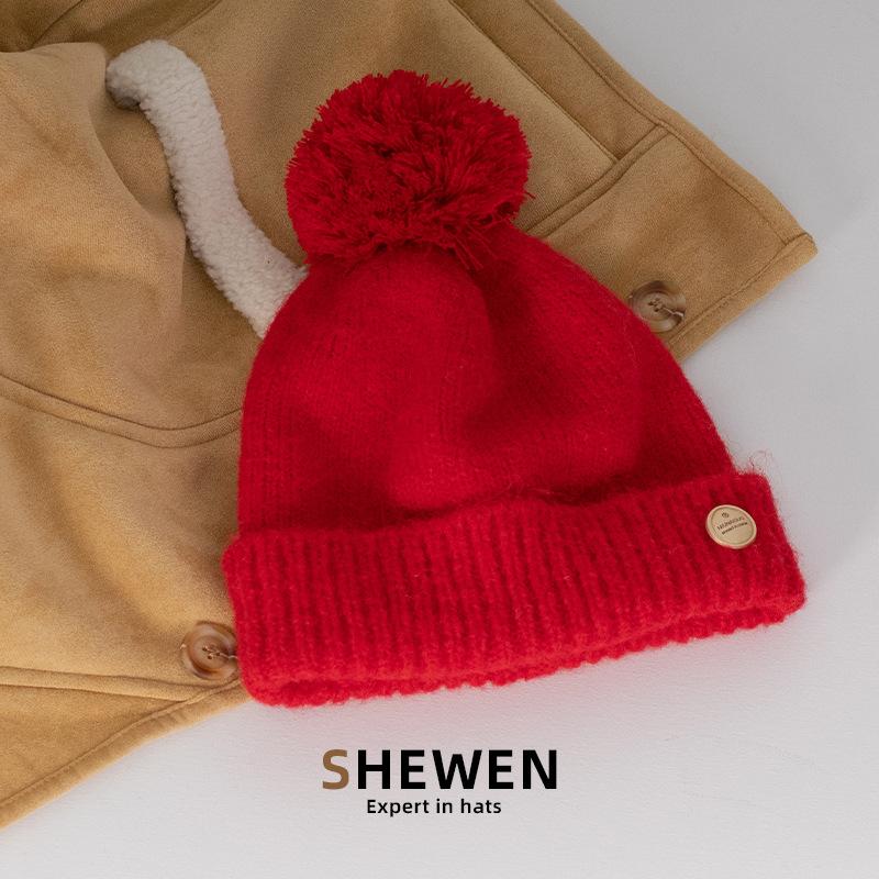 

Knitted Hat Celebrity Style Women s Autumn and Winter Large Head Circumference Warm Woolen Hat That Shows Face and Is Versatile one size