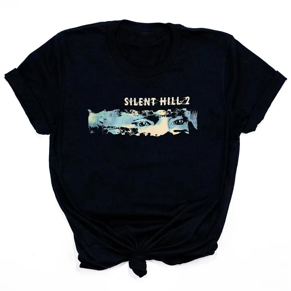 Silent Hill 2 Cotton Printed T Shirt Horror Shirt Men Women Casual Short Sleeve Round Neck Tee Shirt Gothic Retro Adult T-Shirts