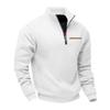 Winter Fleece-Lined Oversized Outdoor Men's Warm Stand-Up Collar Contrast-Striped Sports Sweatshirt