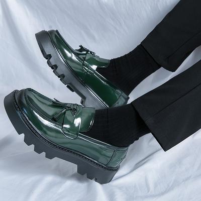 Modne Męskie Retro Skórzane Buty Grace Gruba Podeszwa Mokasyny Męskie Moda Zielone Formalne Biznesowe Luksusowe Wsuwane Buty Codzienne