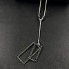 Luxe Geometric Diamond Tassel Sweater Chain Necklace