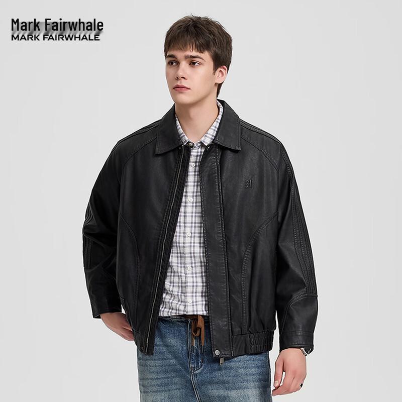 Mark Fairwhale Men s Slim Fit Glossy PU Leather Jacket 2XL