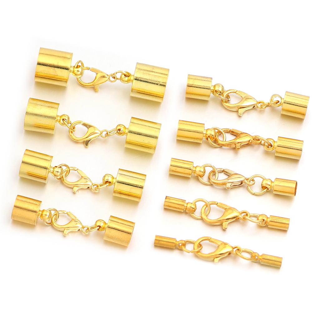 10Sets Leather Cord Bracelet Lobster Clasps Hooks 3 4 5 6 8 10mm Crimps End Tip Caps Connectors DIY Jewelry Making Accessories