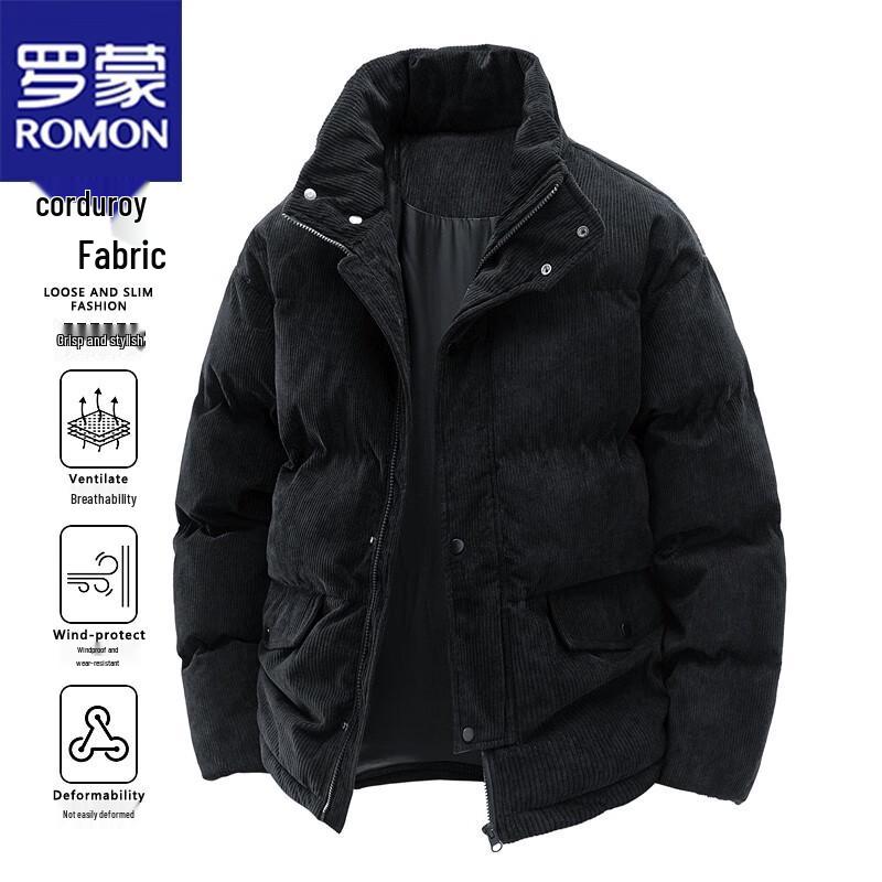 ROMON Men's Casual Stand Collar Padded Jacket