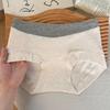 Plus Size Women's Summer A Class Color Cotton Contrasting Waistband 10A Antibacterial Crotch Mid Waist Briefs
