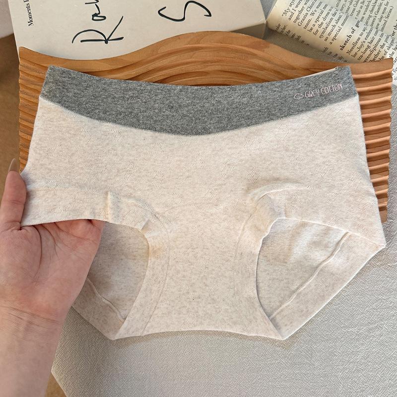Plus Size Women's Summer A Class Color Cotton Contrasting Waistband 10A Antibacterial Crotch Mid Waist Briefs