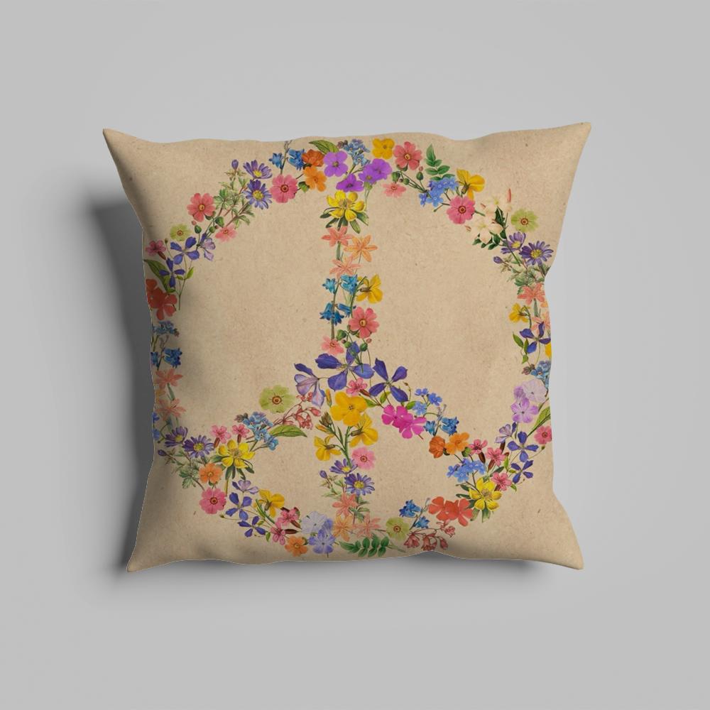 Kissenbezug luxuriös Home-Office, Sofa dekorativ Mehrgrößen Auto-Sitzkissen, Kissenbezüge Friedenszeichen Blume Ölmalerei