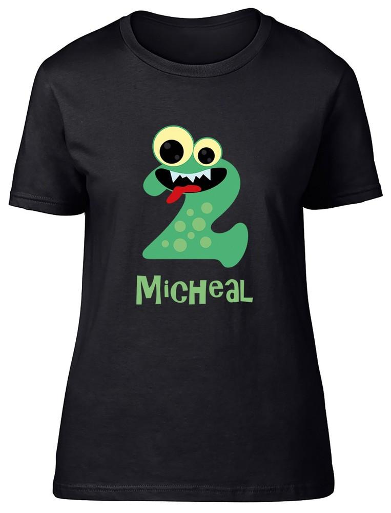Personalised Monster Two 2 Womens T-Shirt Number Day Maths Ladies Gift Tee 2XL