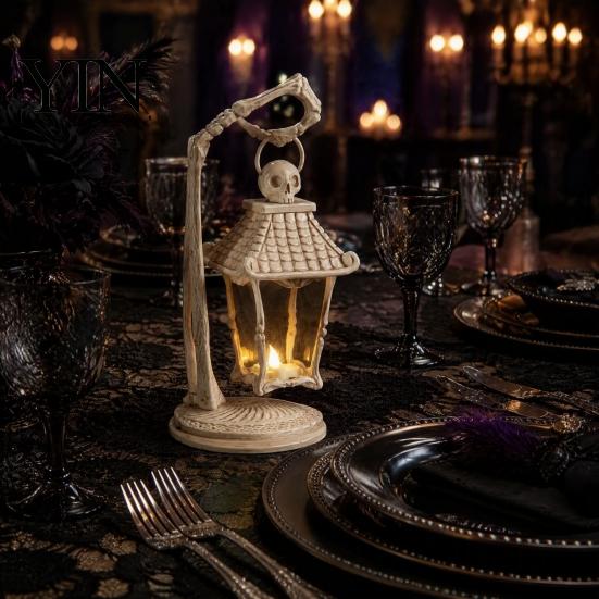 LED Candle Light for Halloween Skeleton Hand Lantern, Gothic Bone Table Lamp, USB Spooky Party Props Powered Decorative Party, Home Mantel Decor