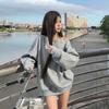 Women S Off Shoulder Loose Mid Length Hoodie Lazy Casual Top