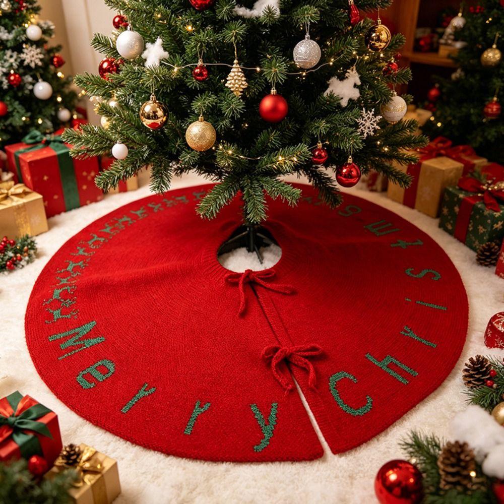 Plush Fabric Xmas Tree Mat Thick Material Holiday Tree Decor Christmas Tree Skirt Party