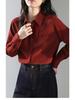 Women's Retro Red Lapel Shirt - 2026 Spring/Autumn Brushed Long Sleeve Top