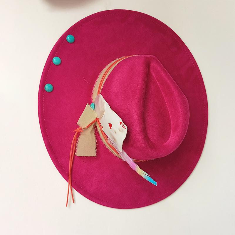 9.5 Cm Wide Brim Suede Hat for Men Women Feather Fedoras Flat Hat Jazz Hat Felt Hat Gentlemen Top Hats Fedora Sombrero Hombre