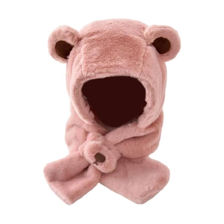 Machine Washable Plush Earflap Cap For Toddlers Kids Cute Bear Decor Thicken Fit