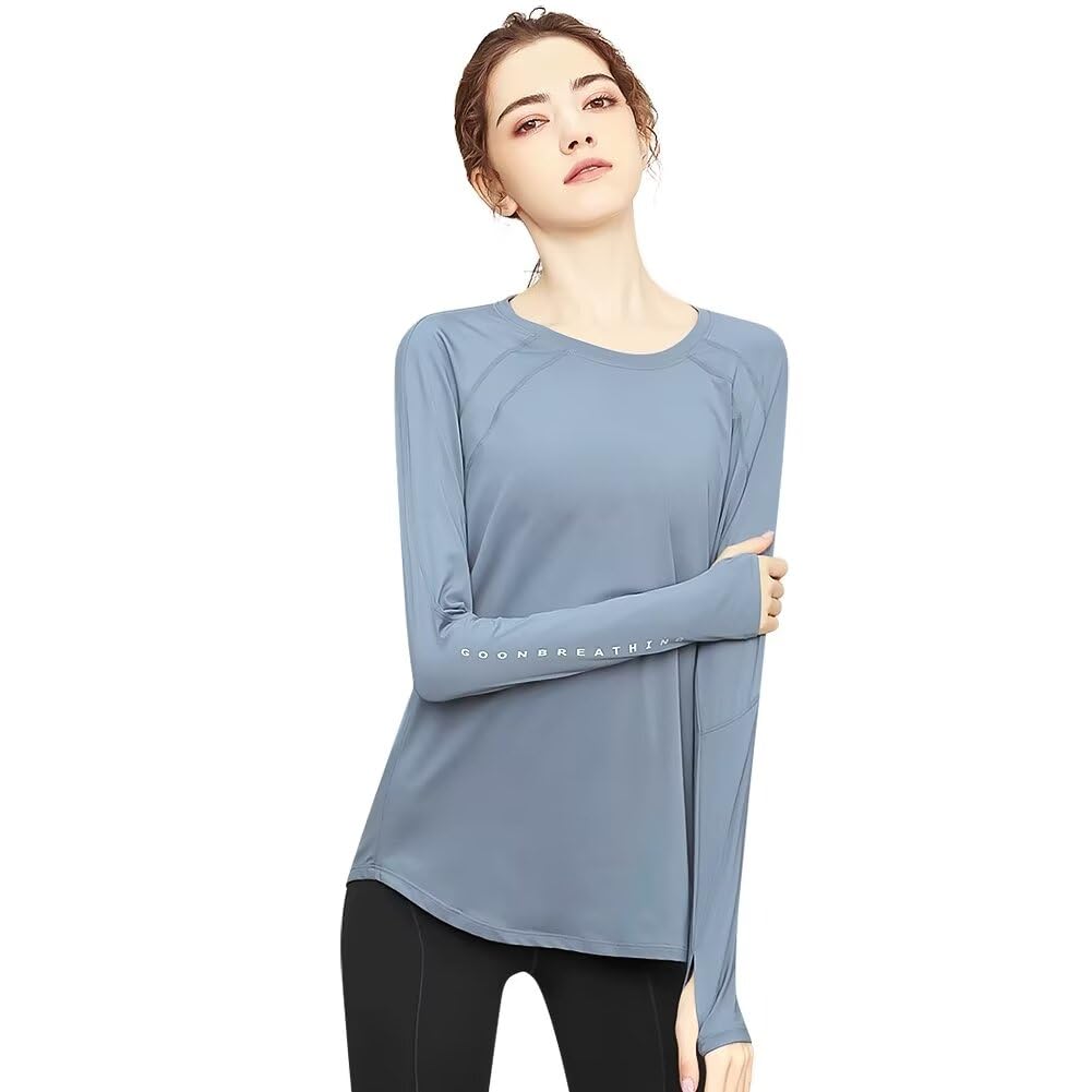 Rovidorx Long Sleeve Yoga Top with Comfortable Perfect for Gym and UV and Product Women's Thumbholes, Fit, Wear, Pilates, Training, Running,