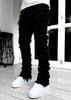 Jeans Uomo Fit Stacked Strappati Slim Fit Patch Usurati Distrutti Dritti Denim Pantaloni Hip Hop Trap Streetwear Pantaloni Abbigliamento