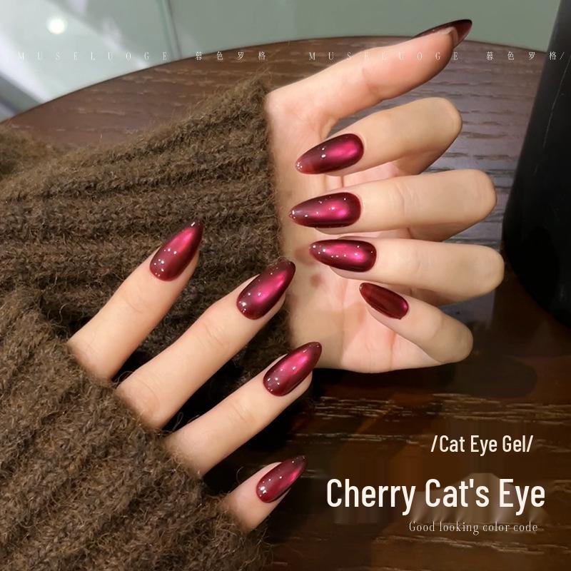 Twilight Rogue Cherry Cat Eye Autumn/Winter Sparkle Nail Gel Ruby Glass Bead