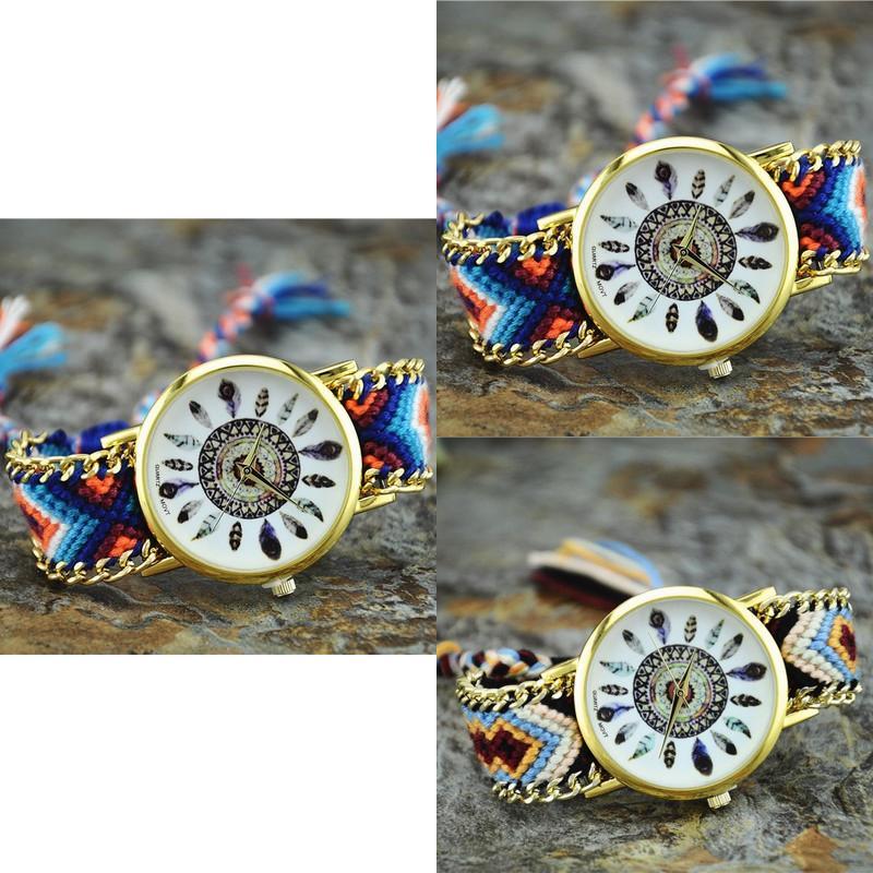 Orologio Intrecciato da Donna Dreamcatcher con Quadrante in Vetro per Regalo e Uso Casual
