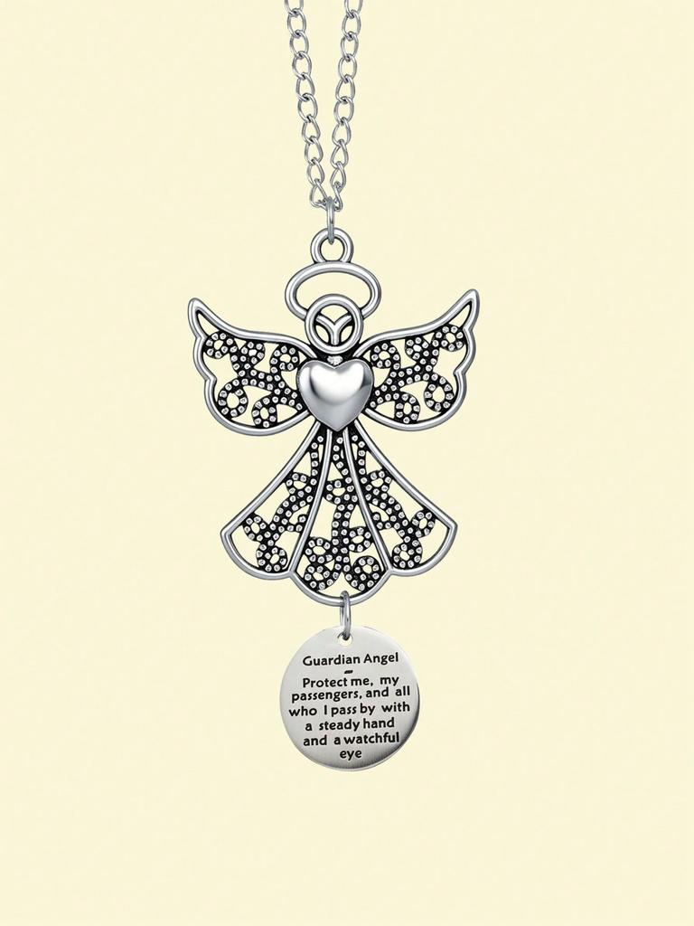 Guardian Angel Rearview Mirror Charm - Safe Travel Amulet for New Drivers, Car Interior Decoration for Safety and Blessing