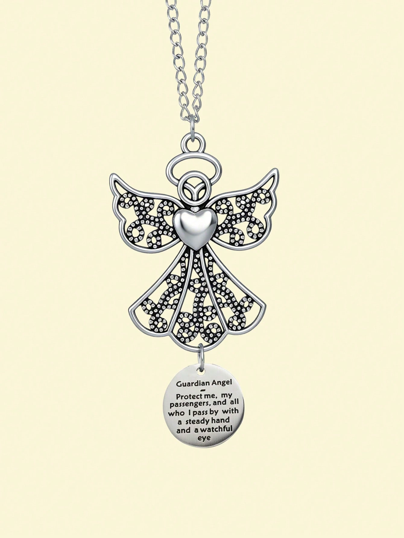 

Guardian Angel Rearview Mirror Charm - Safe Travel Amulet for New Drivers, Car Interior Decoration for Safety and Blessing