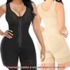 Plus Size Compression Bodysuit with Hip Lift, Abdomen Control, Row Hook, and Crotch Zipper