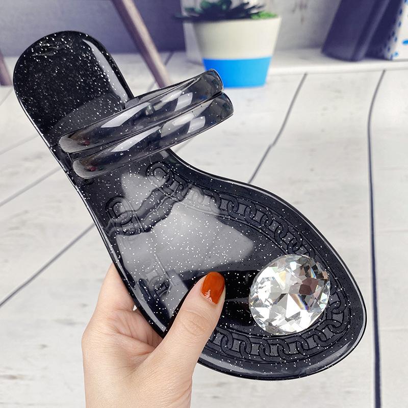 

Large Size Single Shoes Large Round Diamond Pinch Sandals Beach Casual Round Head Sandals Women 42 чорний