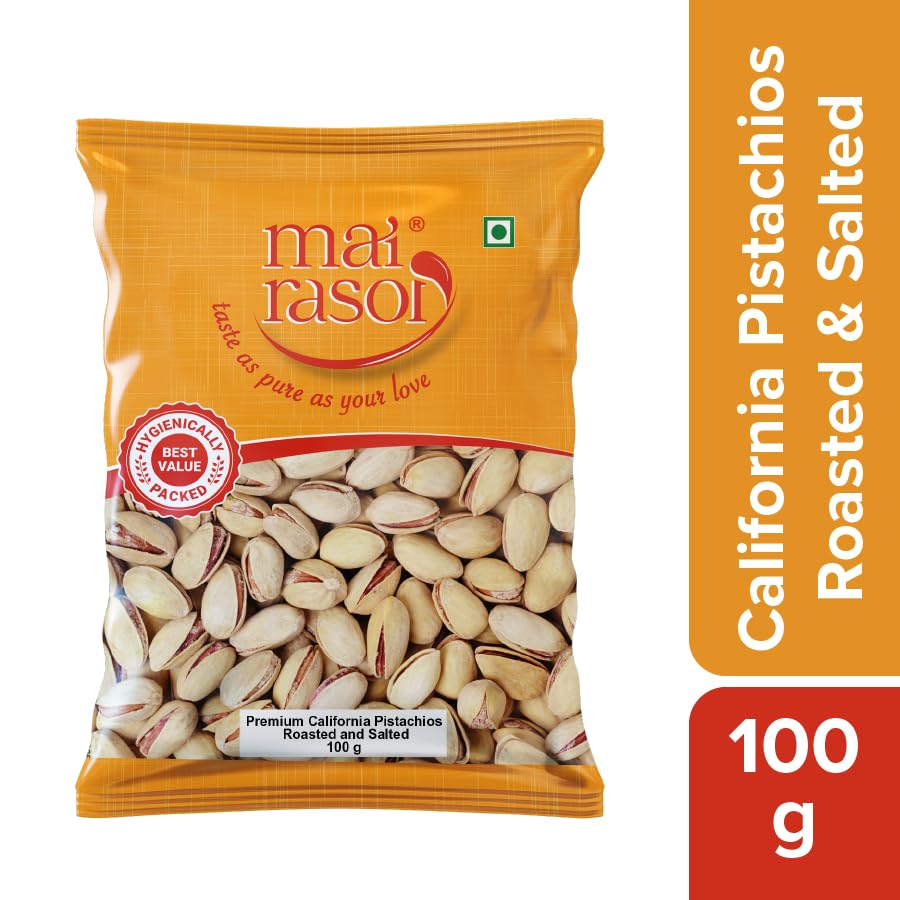 

MAI RASOI Premium Roasted And Salted Pistachios 100 Gm California Sourced Crunchy Healthy Snack Nuts For Daily Munching