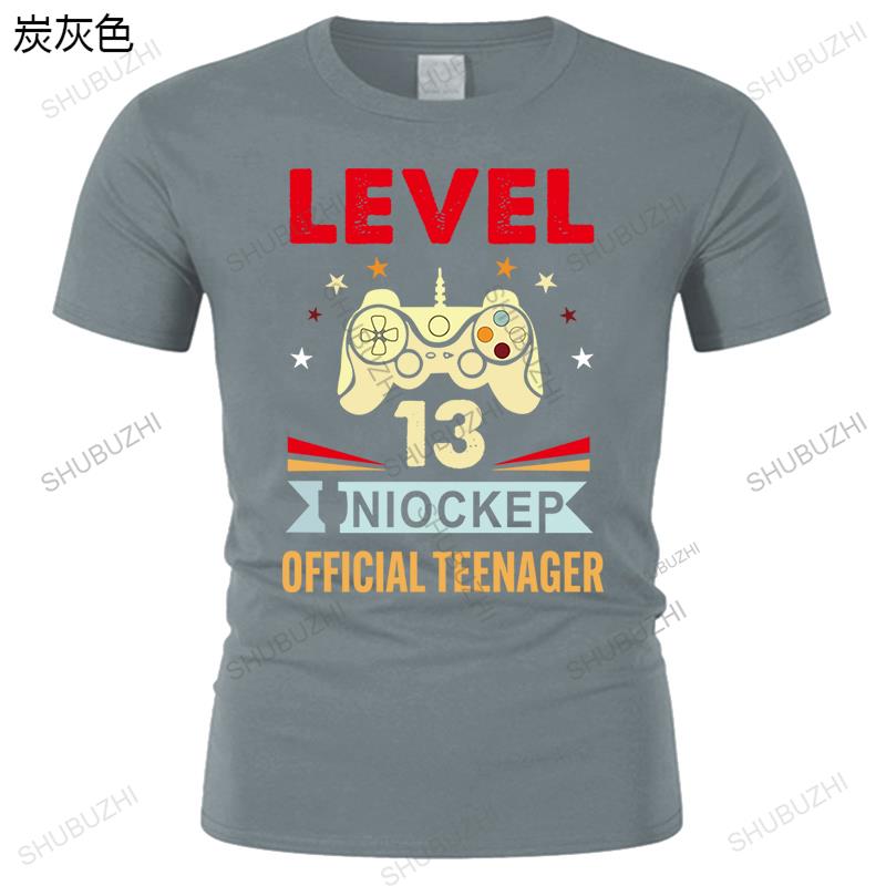Man Vintage  Cotton Brand Men Tshirt Level 13 Unlocked Official Teenager Mens Short Sleeve Fashion Summer Print Tee-shirt