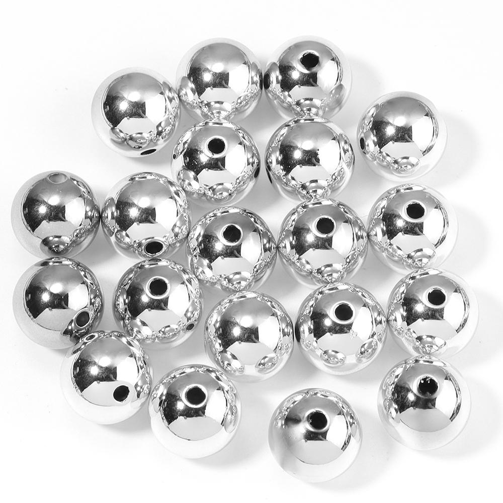 20pcs/lot UV Acrylic Beads Christmas Acrylic Beads Round Loose Spacer Beads For Jewelry Making DIY Bracelet Necklace Accessories