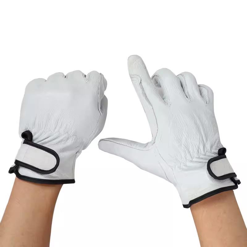 Sheepskin Leather Velcro Welding Gloves: Soft, Flexible, Heat-Resistant for Labor Protection