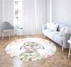 Rabbit Round Carpet Cartoon Rabbit Flower Printed Rug Living Room Bedroom Dressing Table Mat Home Decoration