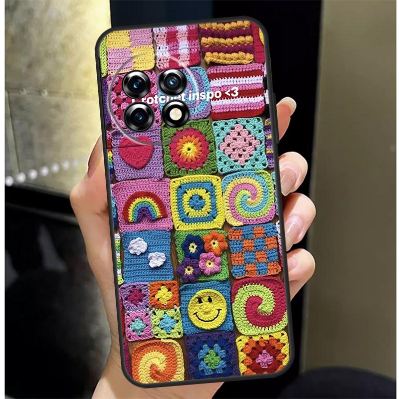 Granny Square Crochet Case For OnePlus Nord N20 N30 CE 5 3 4 Lite OnePlus 15 13 12 11 10 Pro 13R 15R 10T 13T Cover