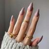 24 Pcs Medium Long Solid Almond Press On Nails Full Coverage Removable Fake Nails Art Wearable False Nail Set