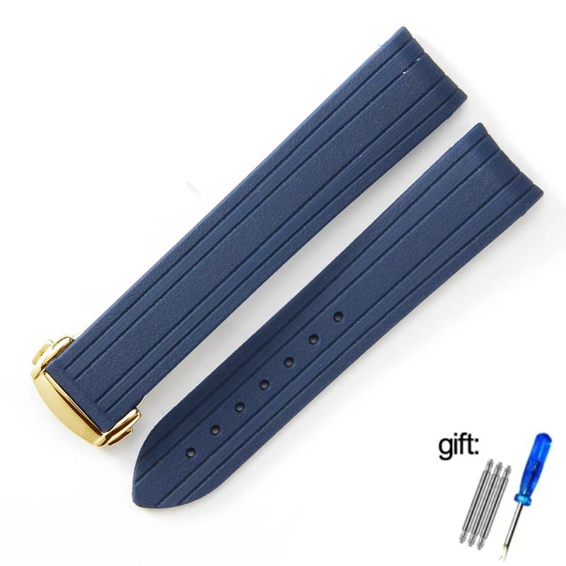 High-Quality Rubber Watch Strap For Omega New Seamaster 300 Watchband Folding Clasp Curved End Men Watches Accessories 20mm