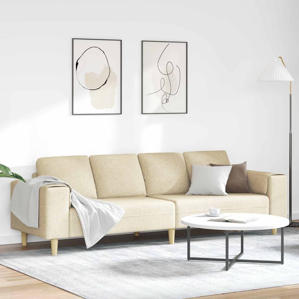 Living Room Sofa Cream 250 x 77 x 76 cm Polyester