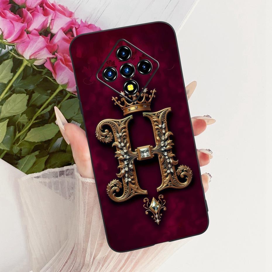 Fashion Crown Letter Case For Infinix Zero8 Zero8i Soft Black Silicone TPU Back Cover For Infinix Zero 8 8i Phone Cases