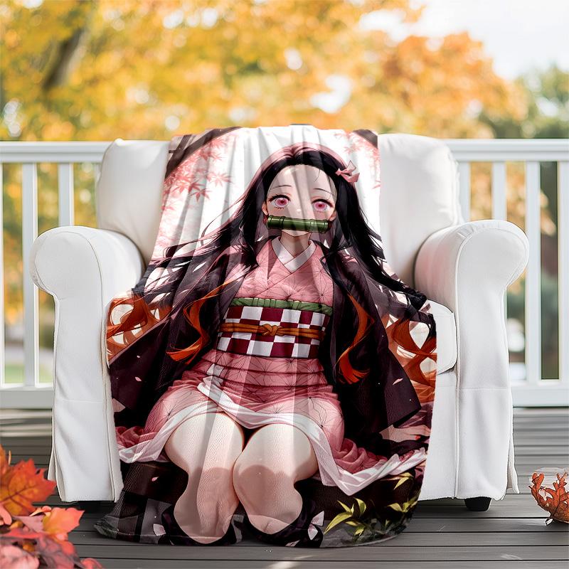1pc nezouko9 Theme Blanket - Digital Print, Polyester, Cozy for All Seasons, Perfect for Outdoor, and Travel