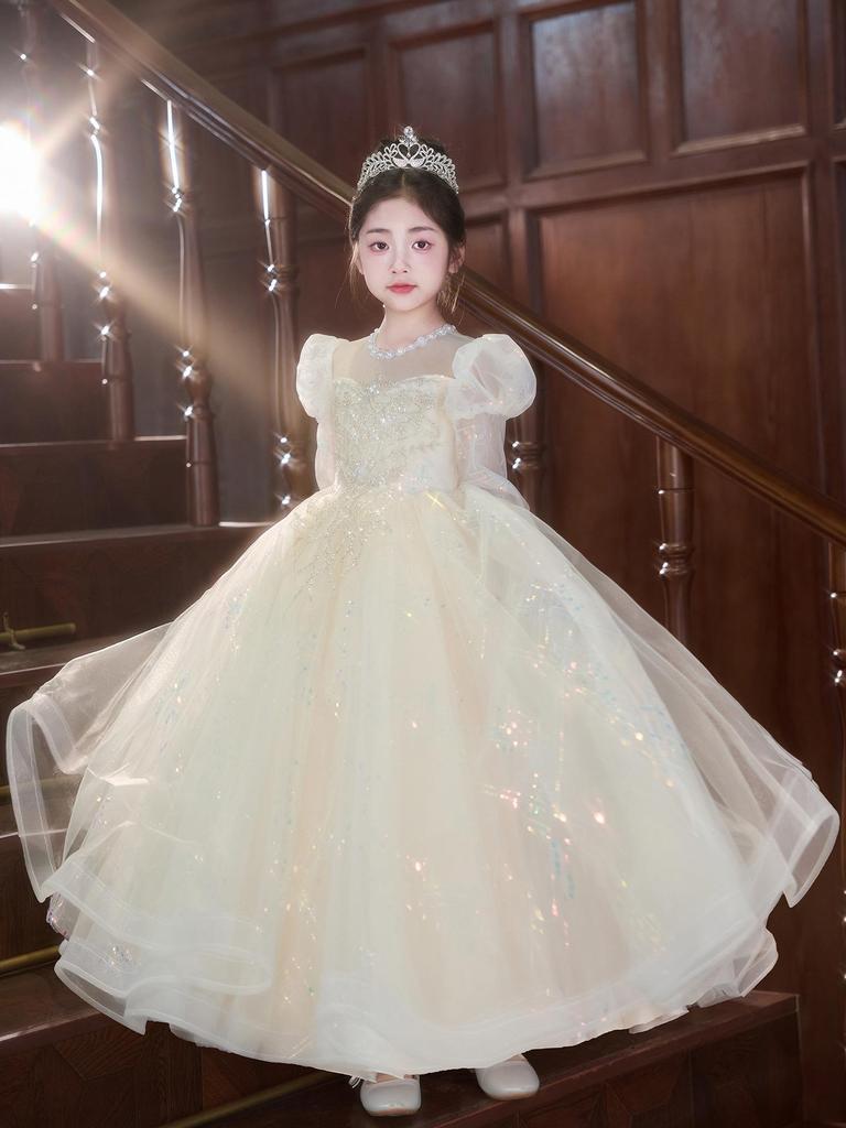 Girls' High-End Princess Dress for Flower Girl or Birthday & Piano Performance